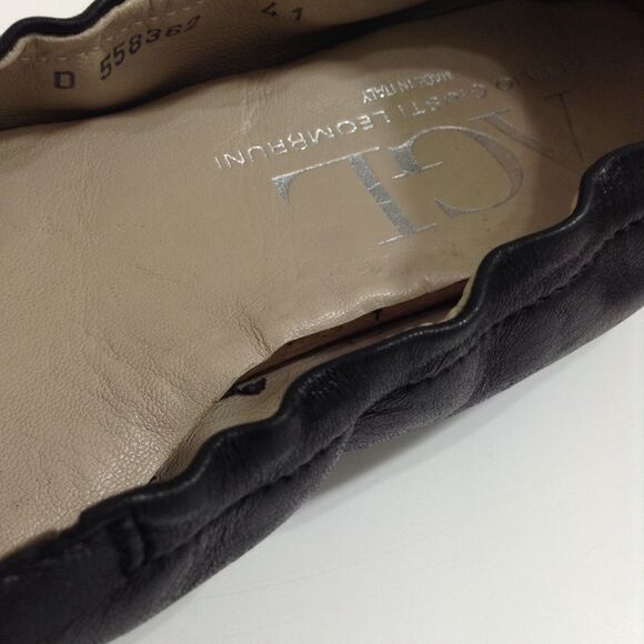 Attilio Giusti Leombruni Black Leather Loafer Round Toe Ballet Flat Size 41 - Picture 4 of 6